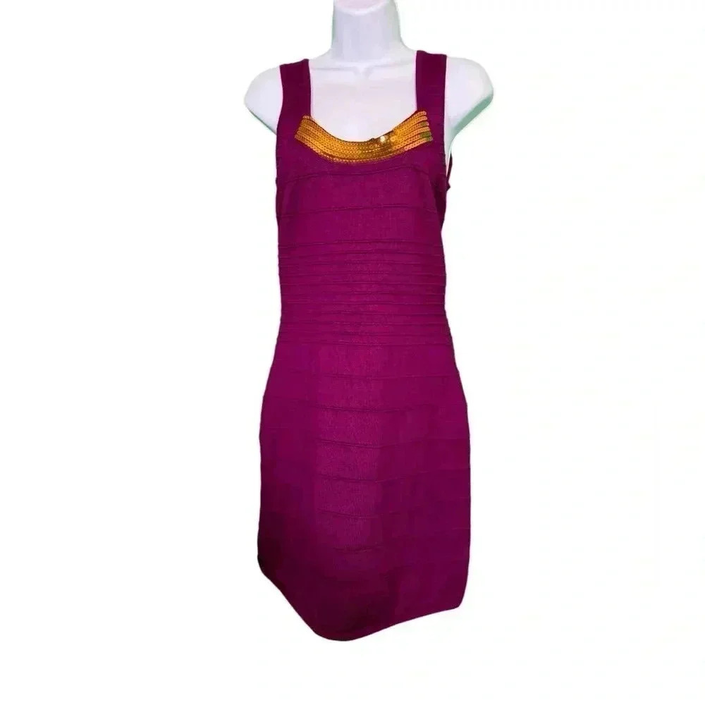 Pink Rose Women's Premium Quality Sleeveless Midi Dress Size Large Purple